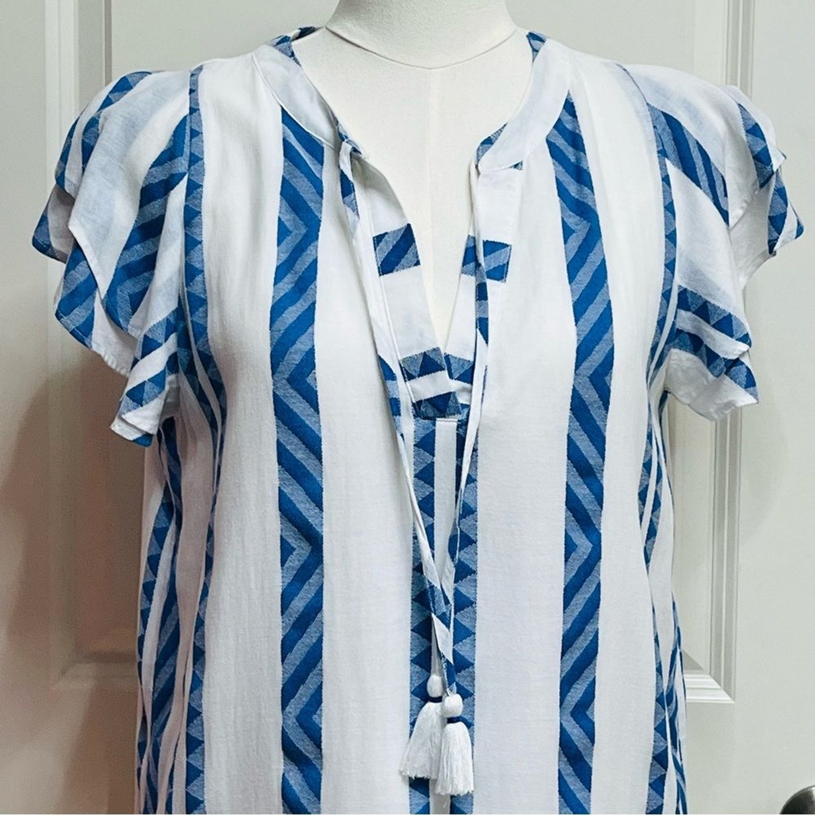 Vineyard Vines Harbor Performance White and Blue Tunic Mini Dress Size Small