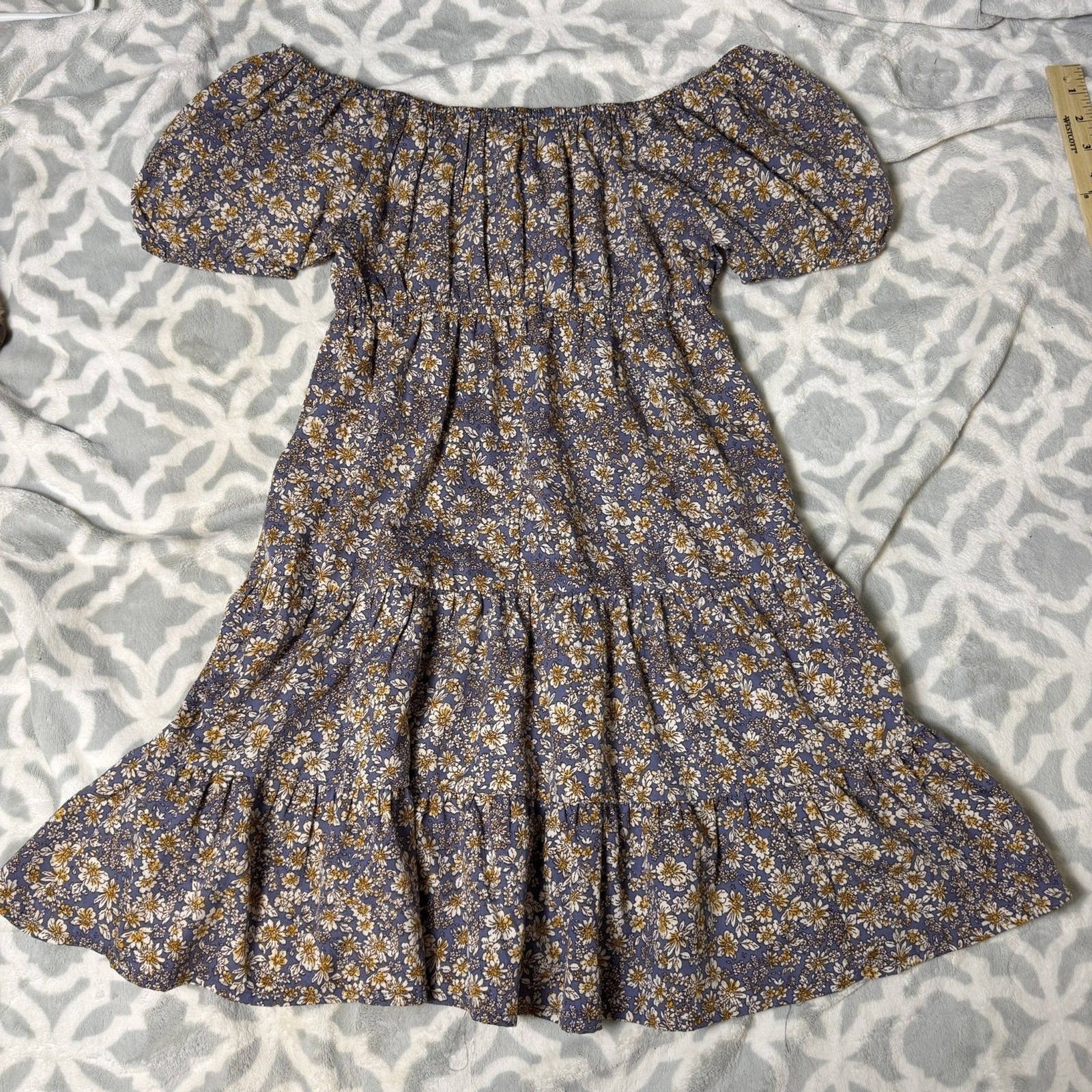 Hint of Blush Women’s S Purple Floral Tiered Babydoll Mini Dress Boho