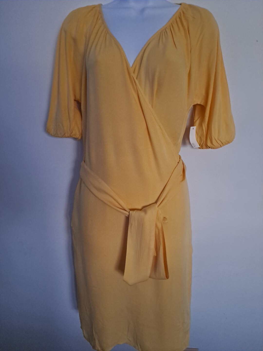 Goodthreads Women’s Mindi Wrap Fluid Twill Dress Light Yellow Size Small