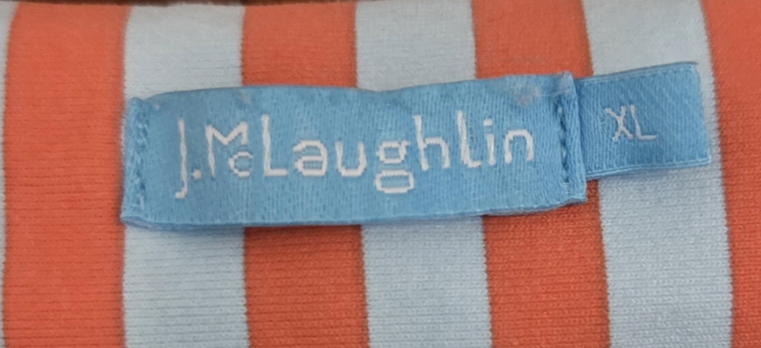 J McLaughlin Womens Orange/Lt. Blue Striped Helena Catalina Jersey Dress XL