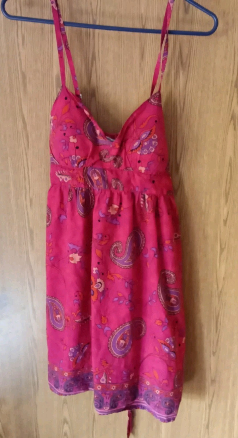 No Boundaries Women’s XL Paisley Print Spaghetti Strap Ruched Back Dress