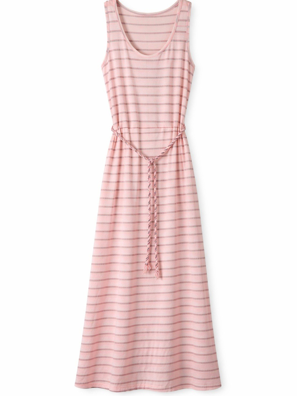 Love Women Sleeveless T-Shirt Maxi Dress Stripe Pink Grey Size Large