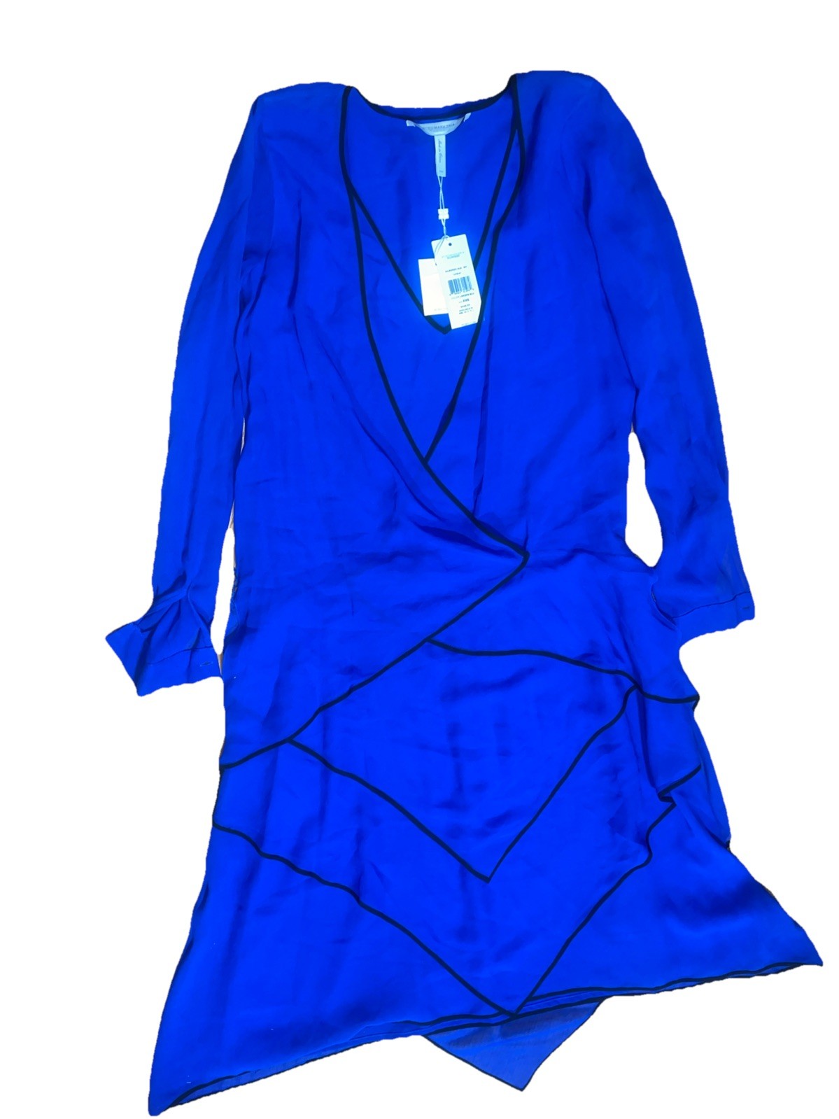 NWT $428 BCBGMAXAZRIA RUNWAY LYDIA LARKSPUR BLUE DRESS Layered Sheer sz XXS Sz 0