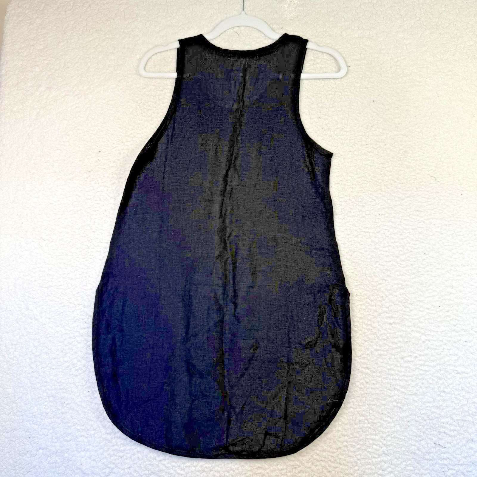 BECASA Womens Small Black Linen Tank Shift Sleeveless Whimsygoth Summer New