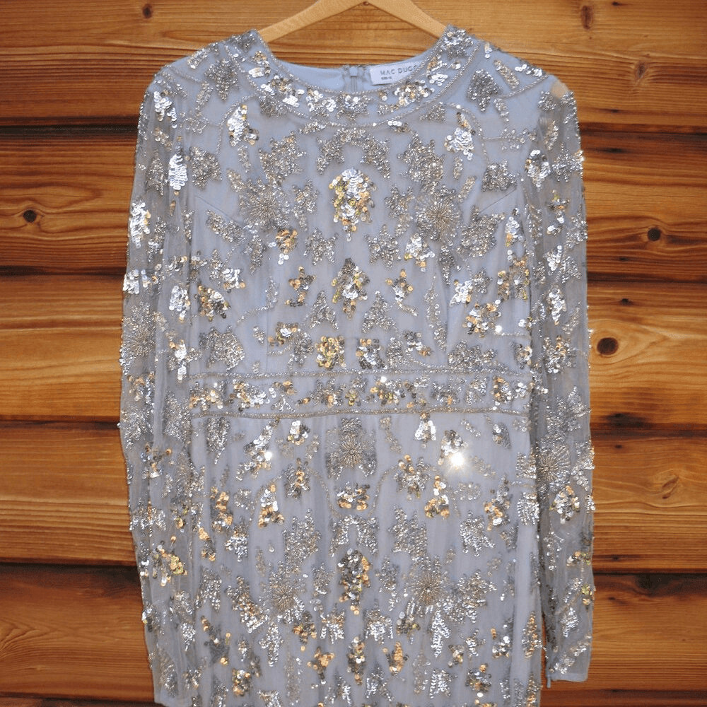 MAC DUGGAL 93939 Womens High Neck Long Sleeve Embellished Column Gown Dress 10