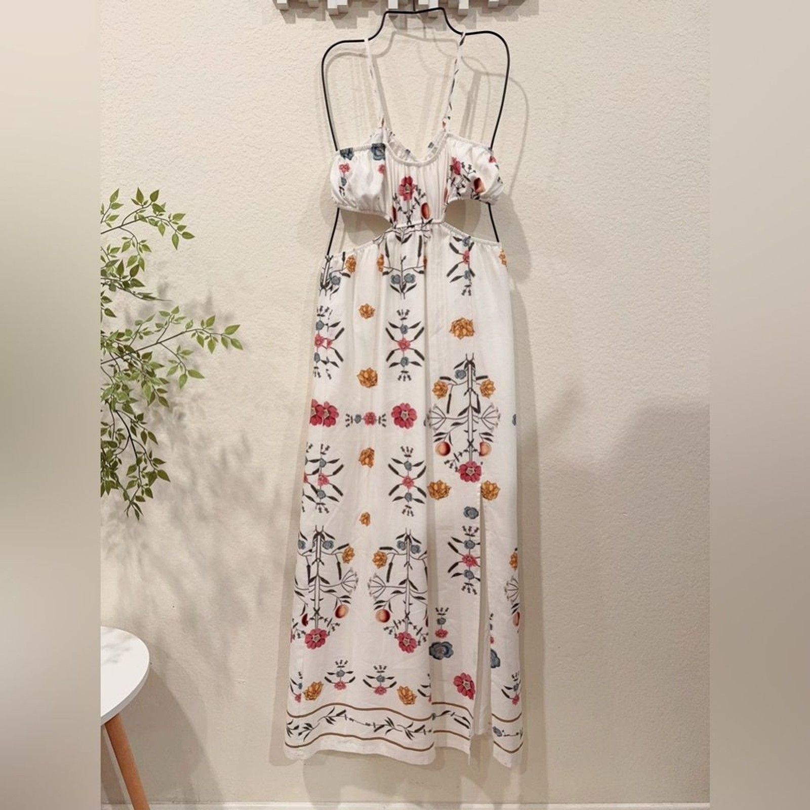 Sancia The Corta Cut Out Cotton Linen Maxi Dress NWT Women Dress Size Small