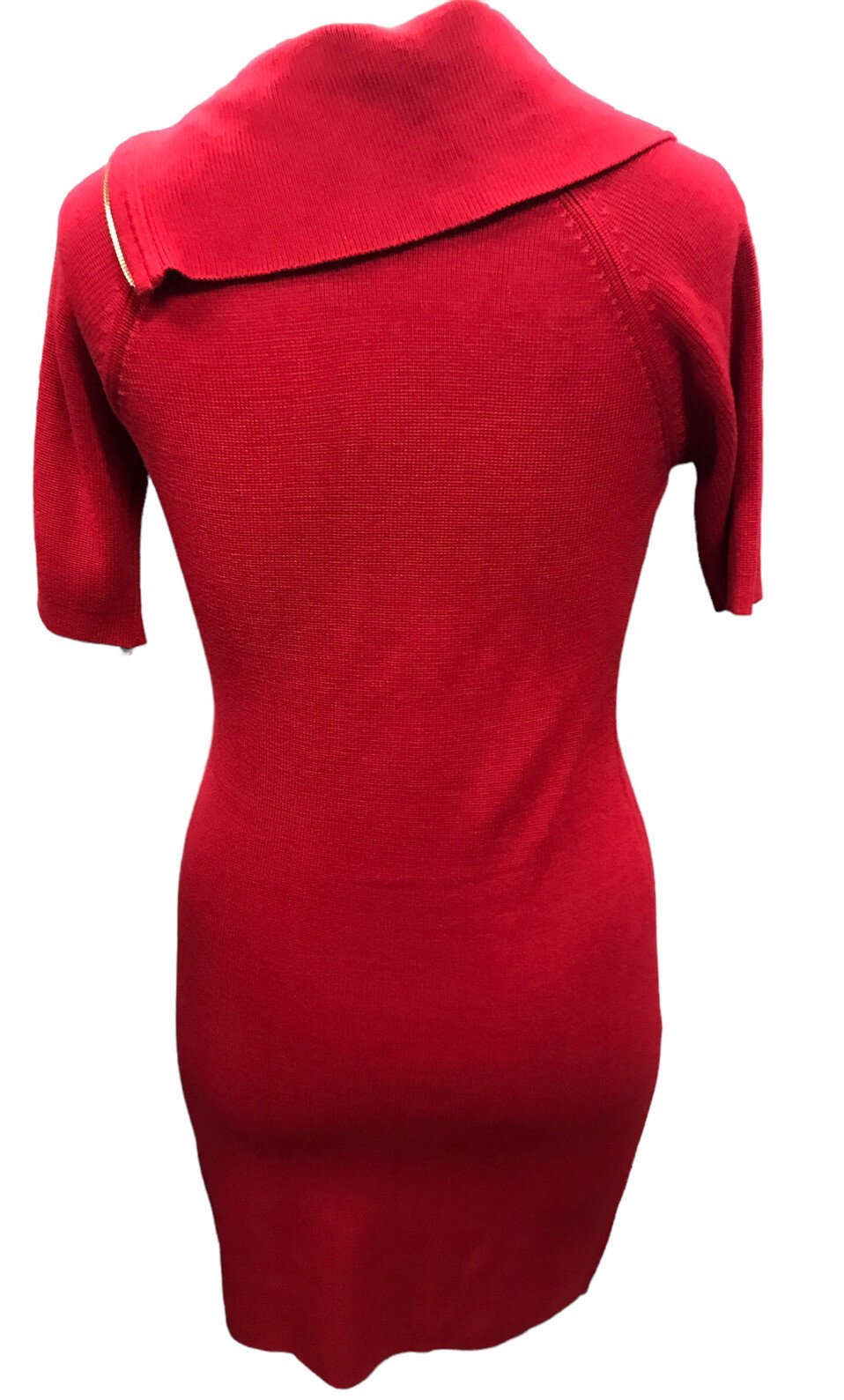 Calvin Klein Red Fold over Zip Collar Sweater Dress Red Size Small NWTS