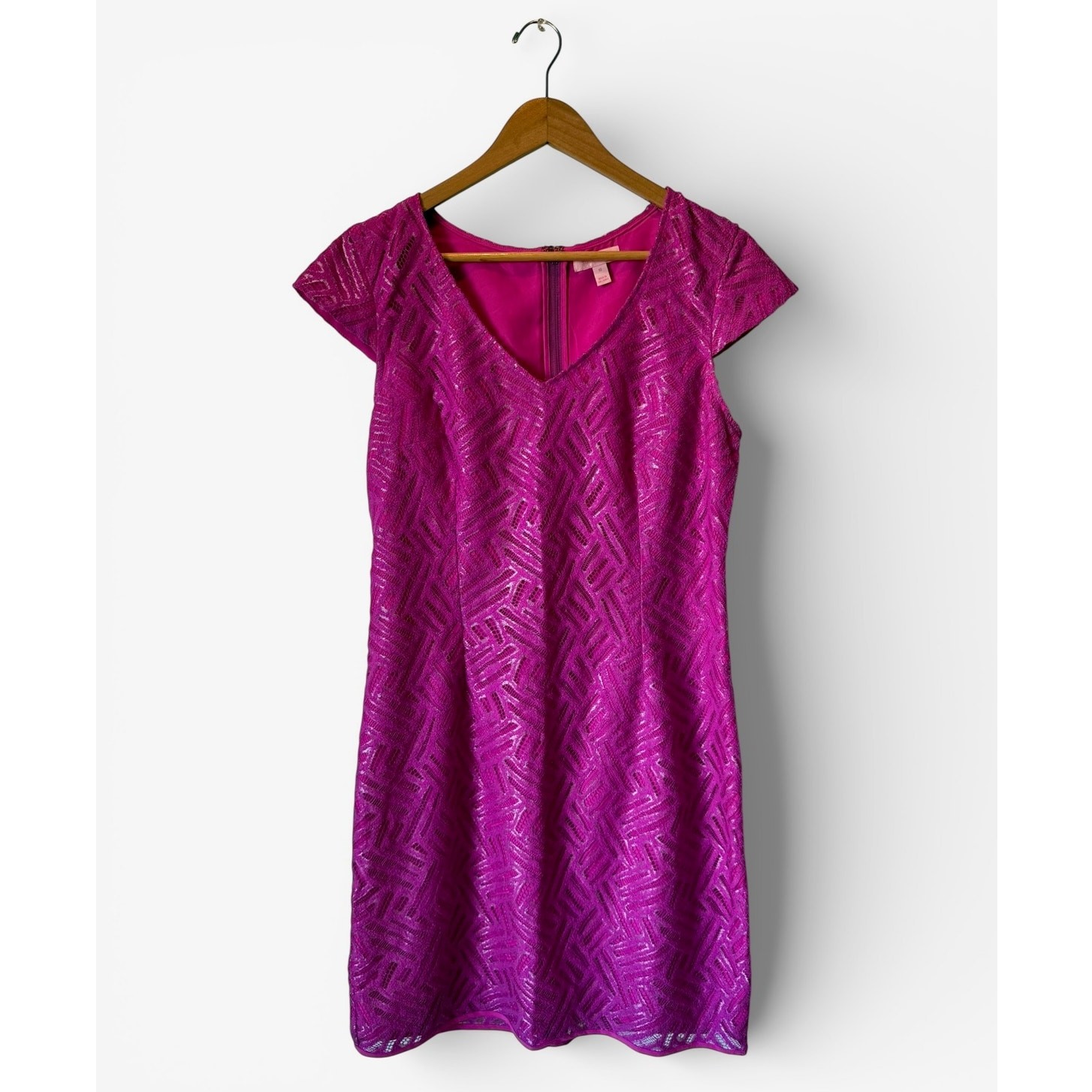 Lilly Pulitzer Magenta Selassie Mini Dress V-Neck Cap Sleeve Women’s Size 10