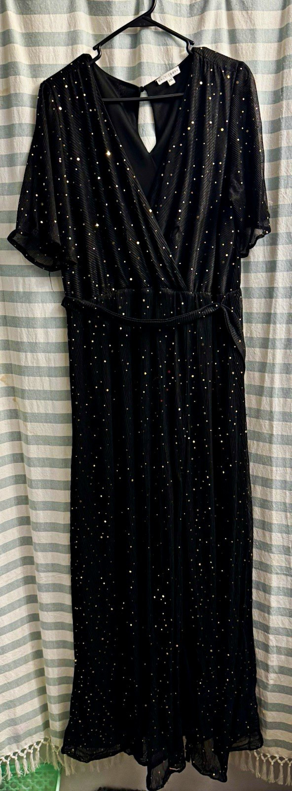 Baltic Born Black/Gold Evening Dress With Slit Size XXL