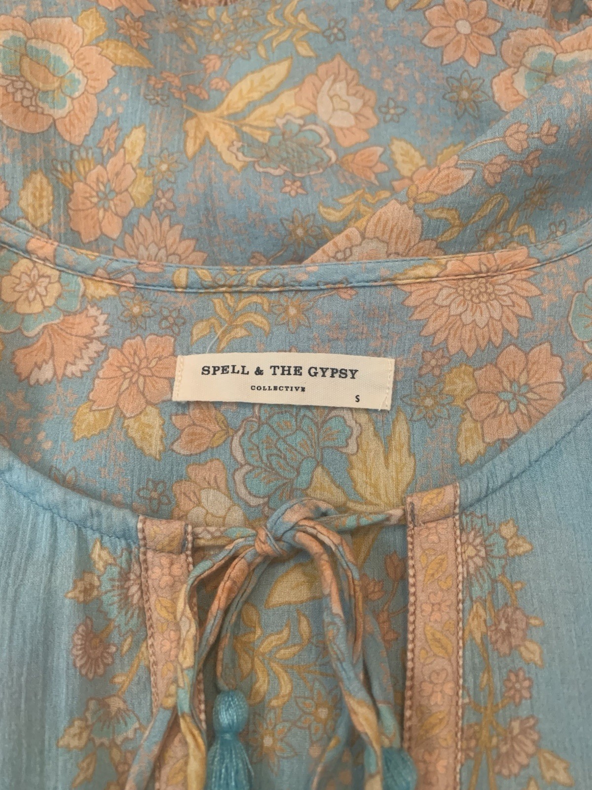 Spell & The Gypsy Collective Juniper Boho Midi Dress Eggshell Blue Size S