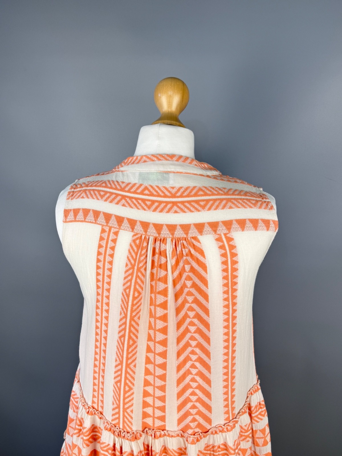 Devotion Twins Ella Mini Dress Sleeveless Salmon Orange White Geometric Women XS