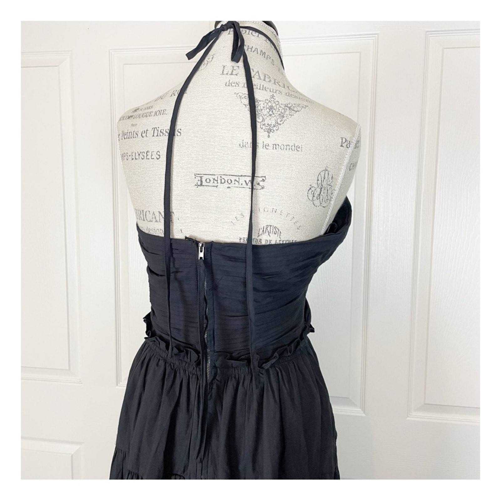 Sofie the Label Black Halter Midi Dress Cutout Keyhole Cotton Poplin NWT Sz M