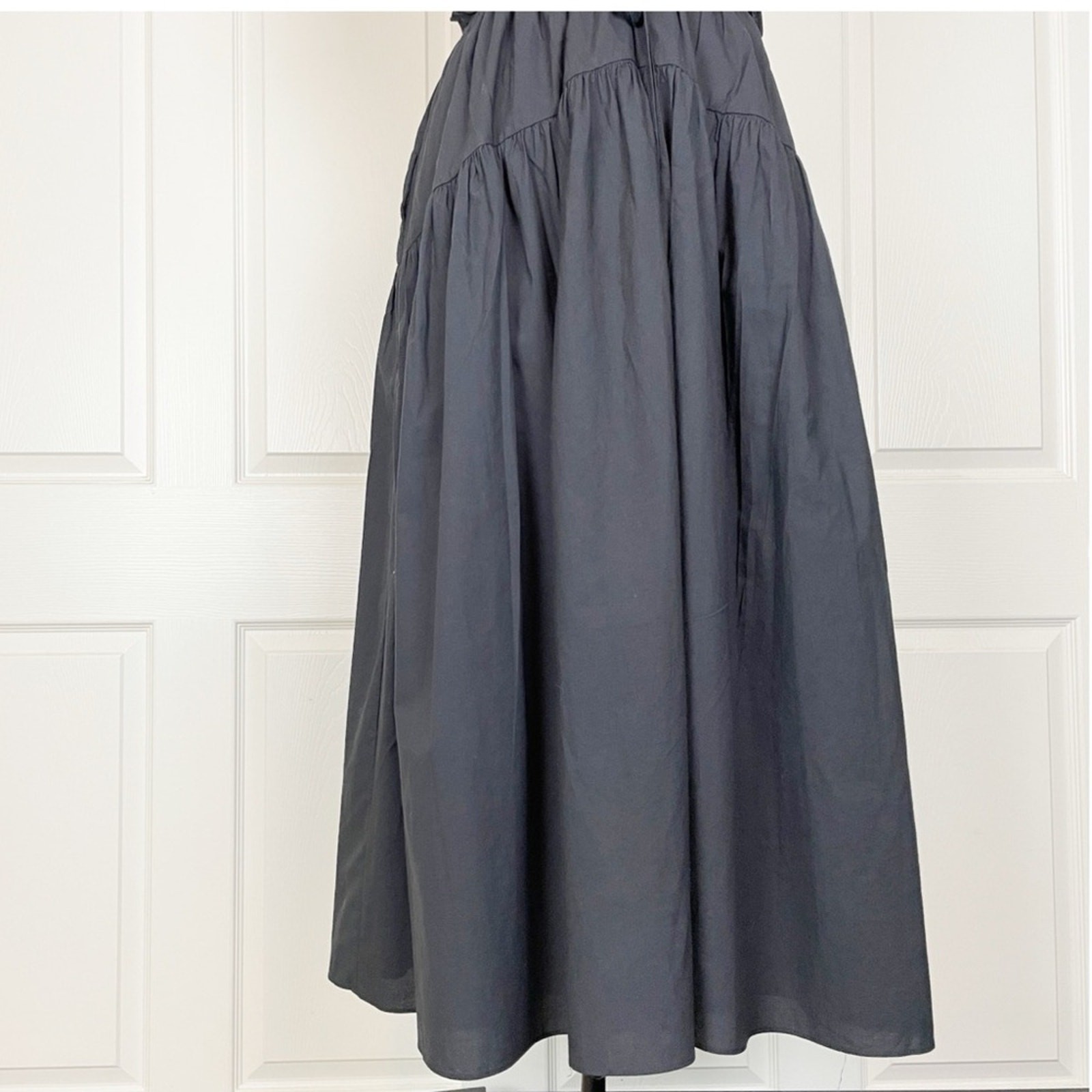 Sofie the Label Black Halter Midi Dress Cutout Keyhole Cotton Poplin NWT Sz M