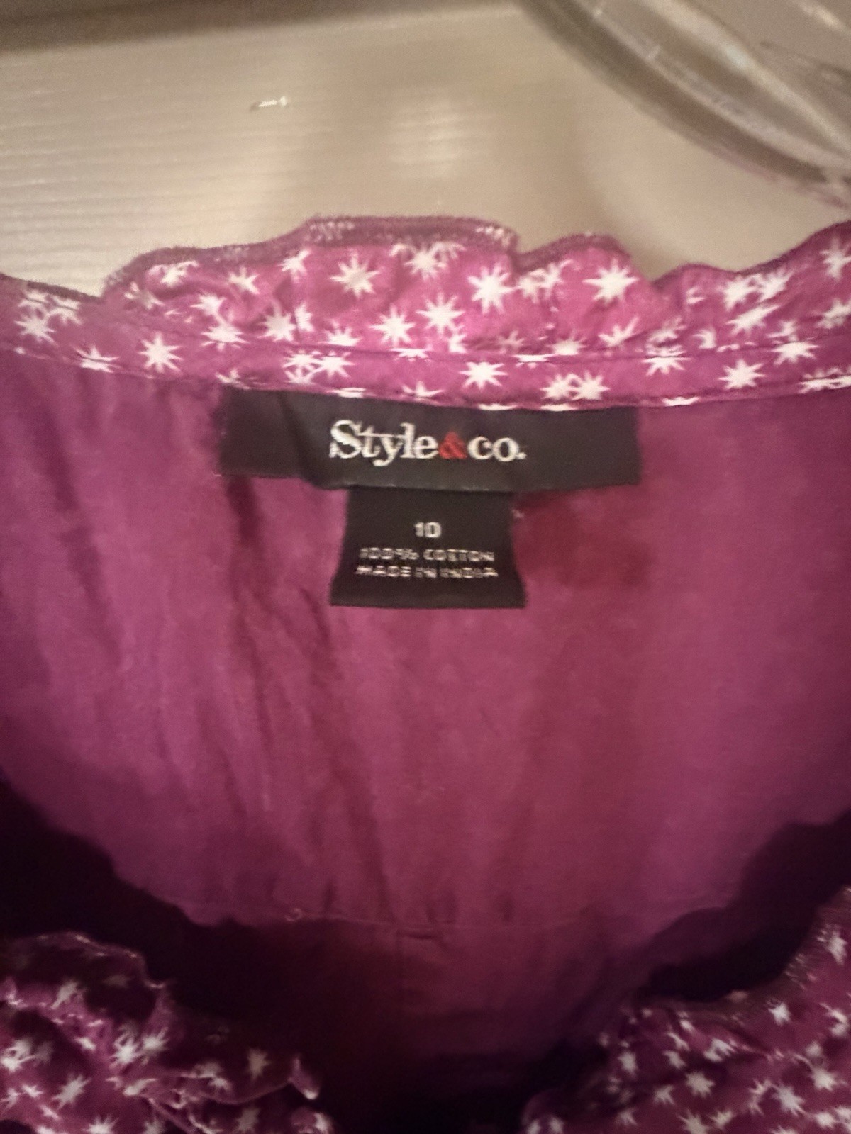 Style & Co. Women’s Size 10 Front Pockets Sleeveless Burgundy and White Dress