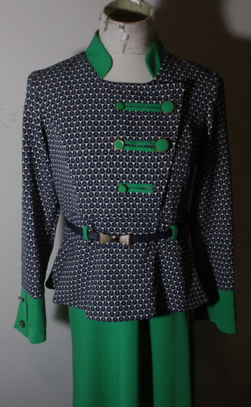 TAKE ME Collection Blue Green Long Sleeve Full Length Dress Size 46 (M)