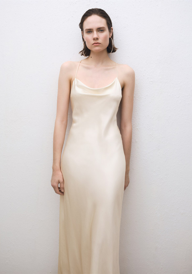 NWT MANGO MNG SELECTION COLLECTION $250 DRAPED NECKLINE SILK DRESS SZ S US 4