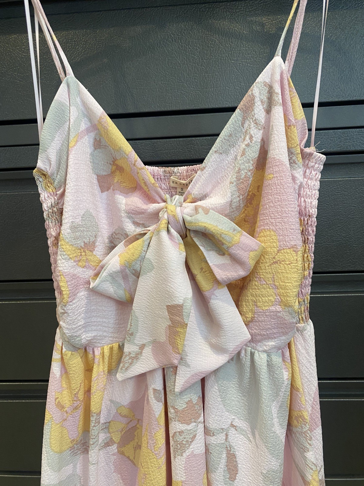 NWT En Creme Sundress Spaghetti Straps, Sz. Small Ladies Cute Bow Front Pastels