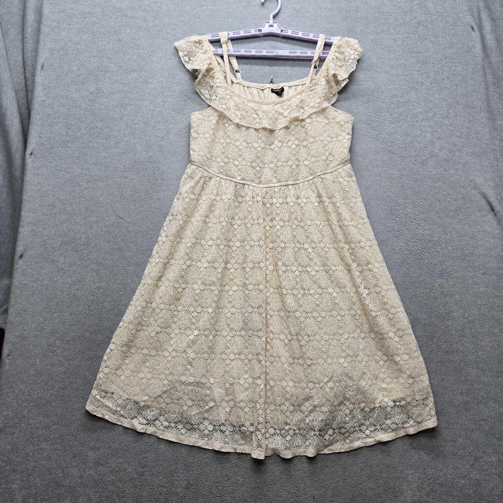 Torrid Women Dress 3 Beige Nylon Polyester Floral Fit & Flare Lace Dress Boho