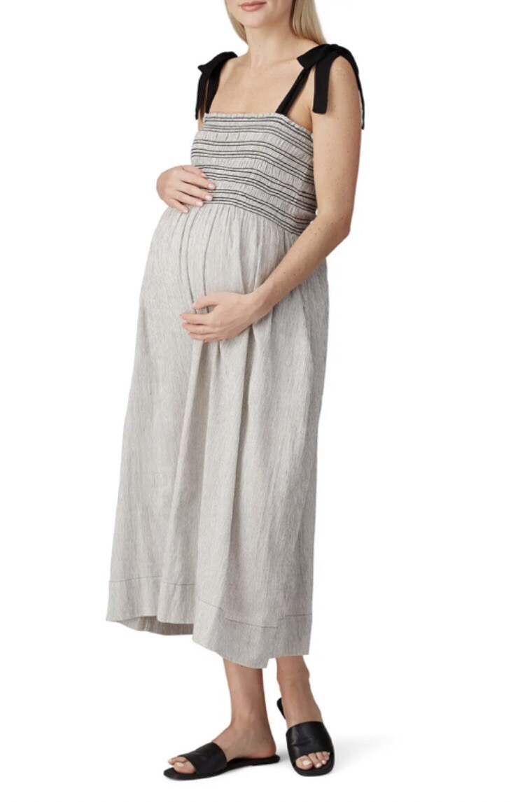 Hatch Maternity Women’s THE MARGAUX DRESS Ivory Black Cotton Size 2 (M/8-10) NEW