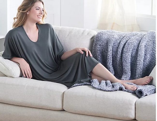 Barefoot Dreams O/S Plus Petite Pewter Lt Grey Luxe Milk Jersey Caftan New