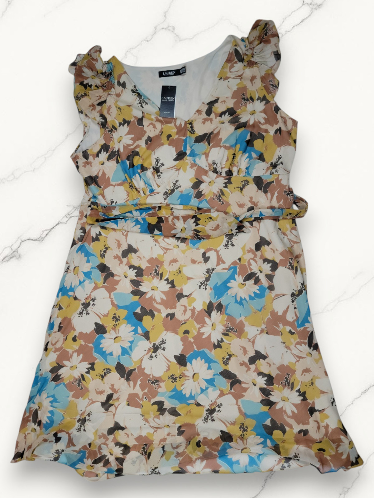 Lauren Ralph Lauren Floral Print Ruffle Sleeve Dress Women’s Plus Size 20W NWT