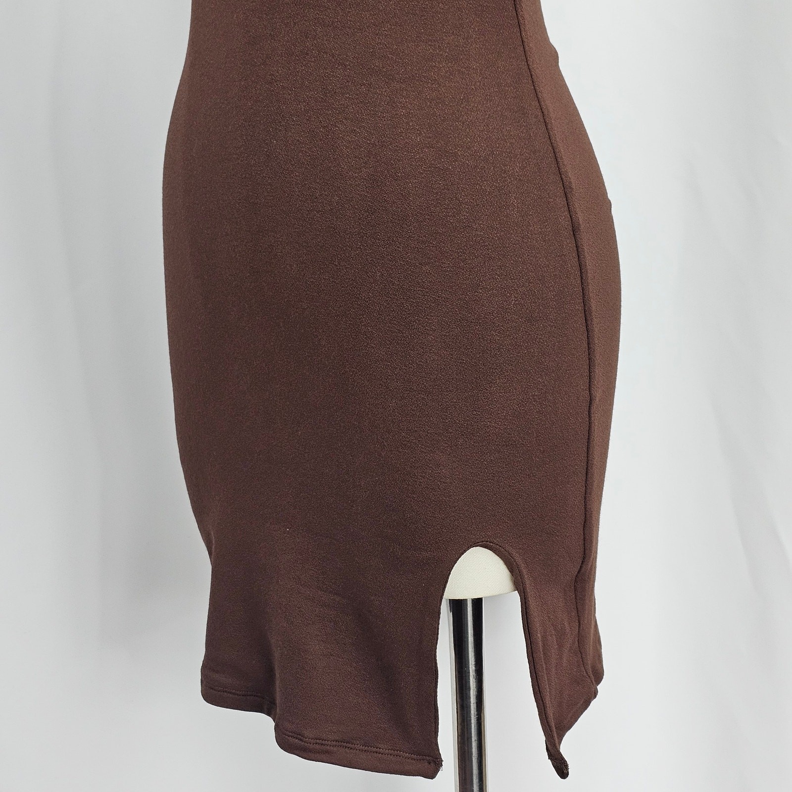Naked Wardrobe Brown One Shoulder Front Slit Bodycon Mini Dress Size M NWOT