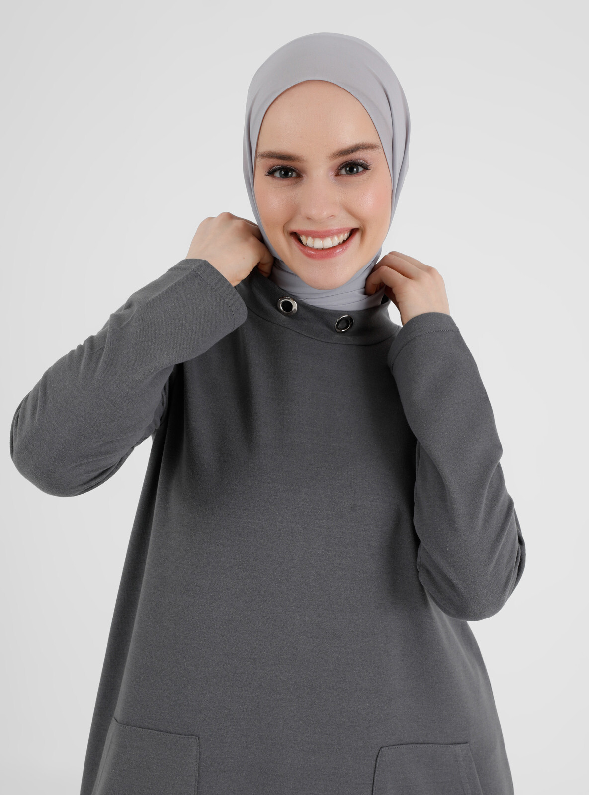 Refka Unlined Crew neck Unlined Modest Dress Anthracite size S