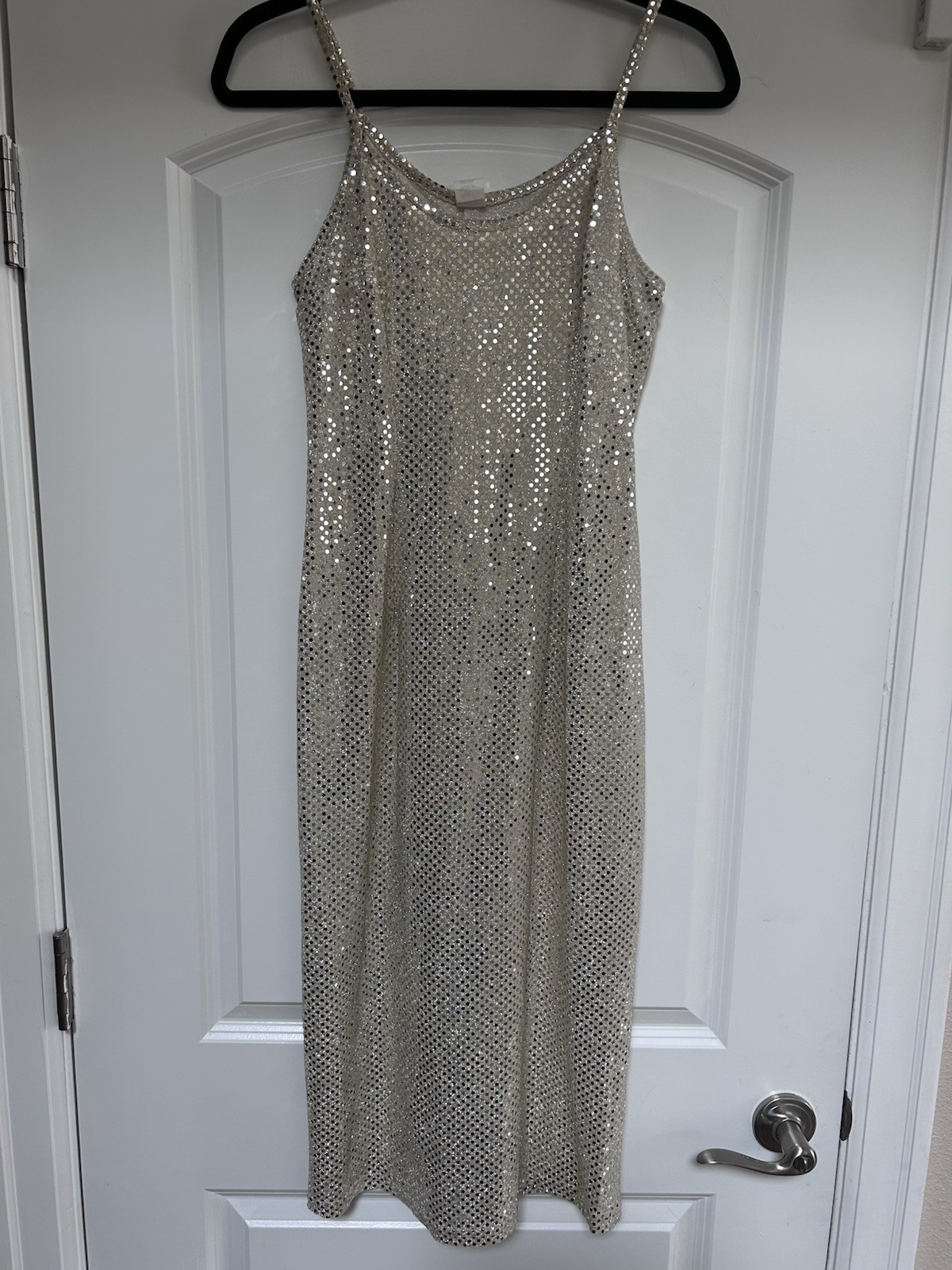 Sam Sheer Embroidered Glitter Slip Lined Cocktail Midi Dress Women Sz S Formal