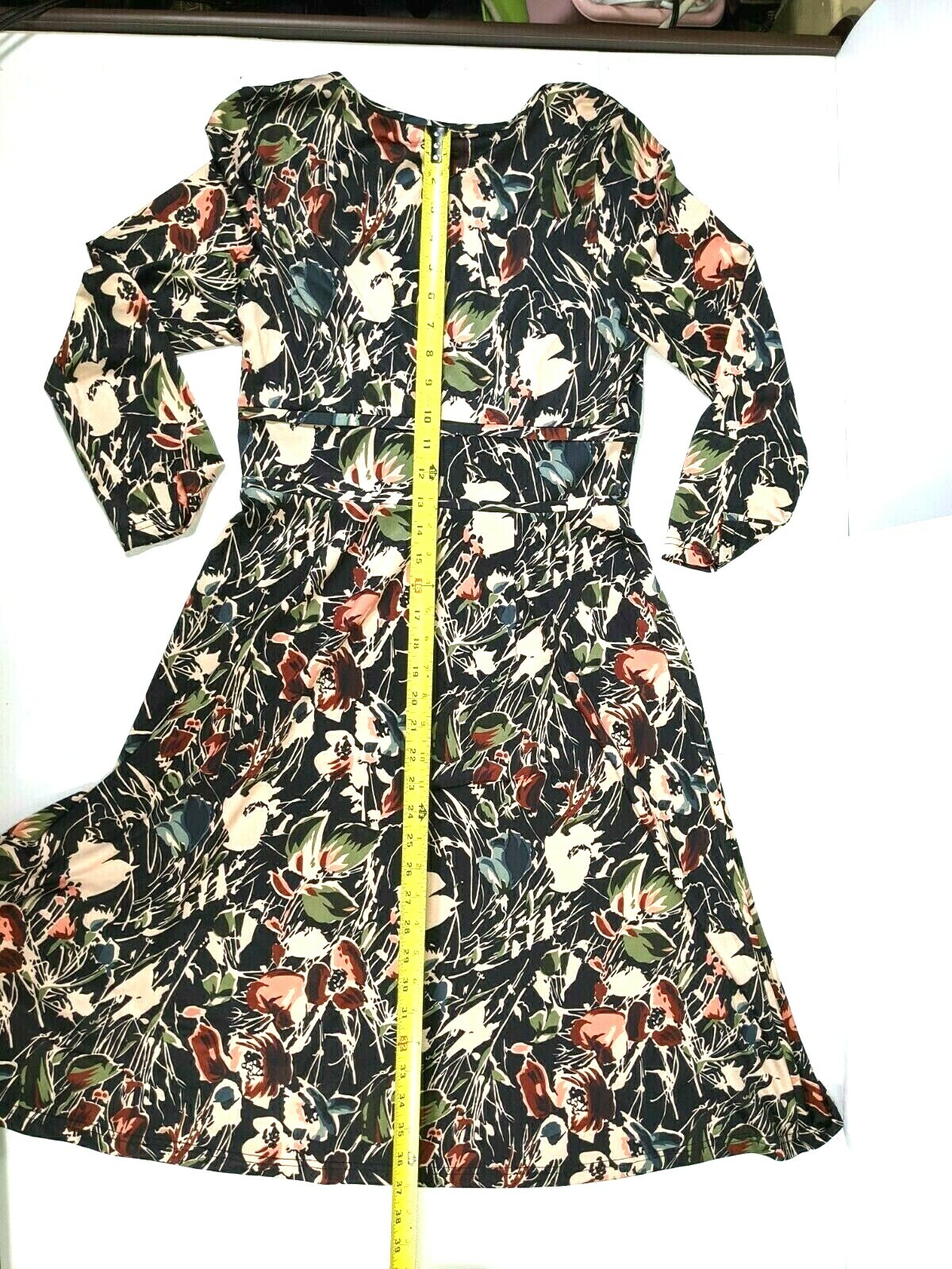 Leona Edmiston Womens Green Floral Wrap Dress Size 4 US 6 AU Tie Belted V Neck
