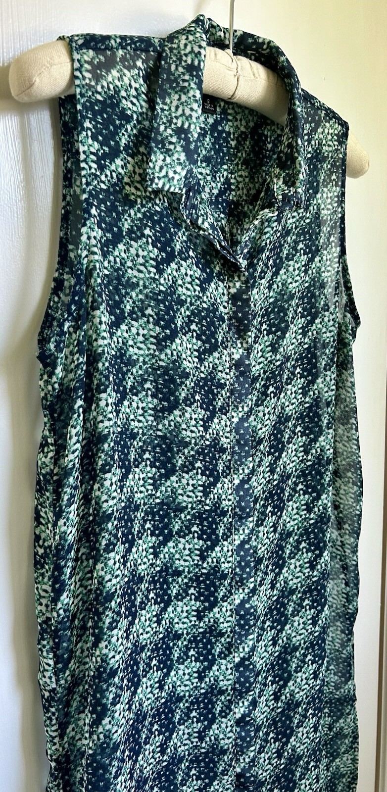 Women’s Eclectic Printed Oversized Button Down High Low Tunic Shirt Size Small
