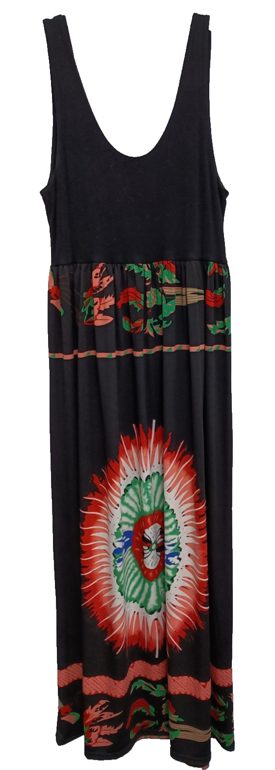 Radzoli Maxi Dress Large Black Floral BOHO Festival Sleeveless Casual Vacation