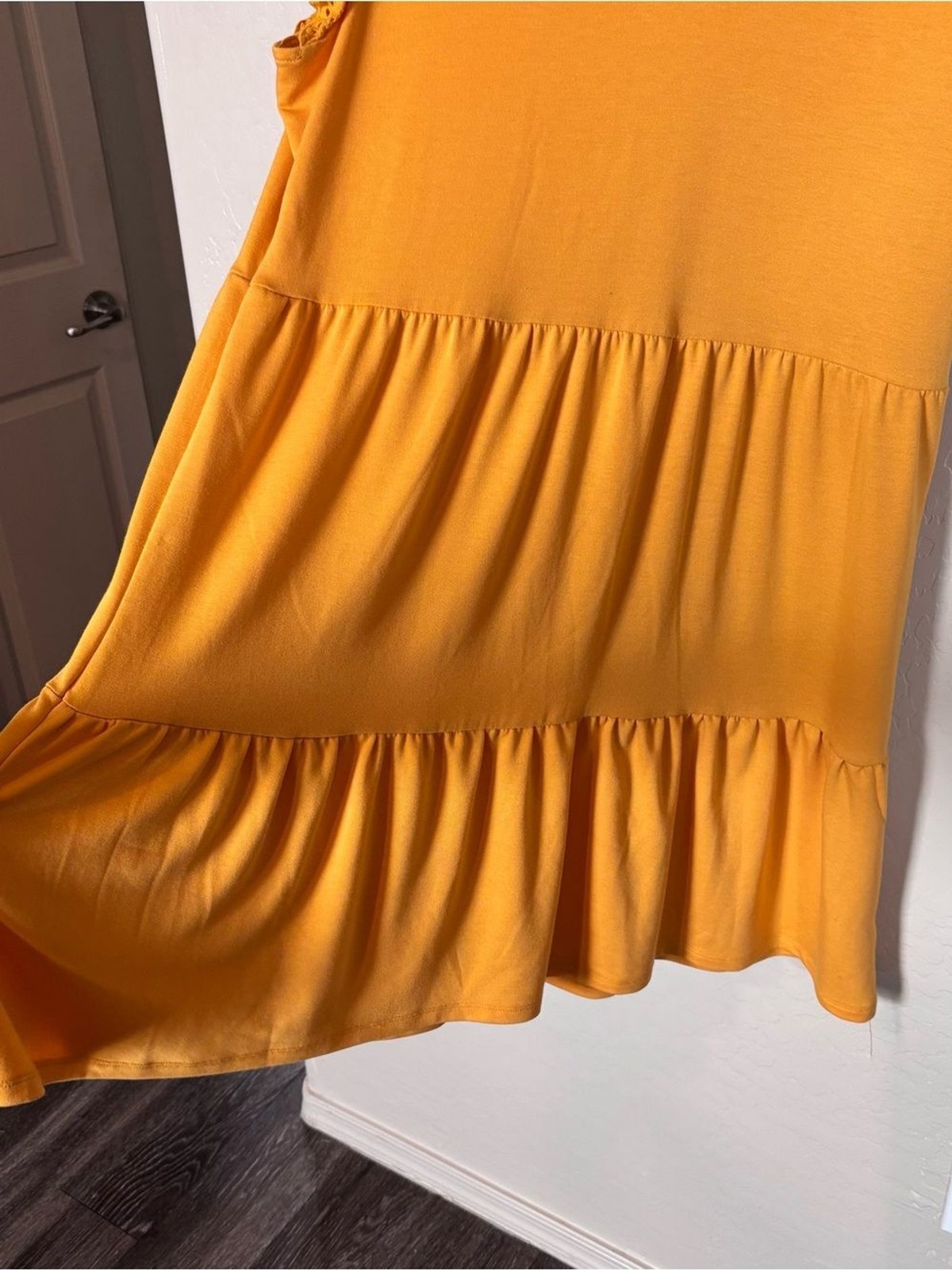 Como Vintage Mustard Tiered Ruffle Sleeve Dress Women’s XL