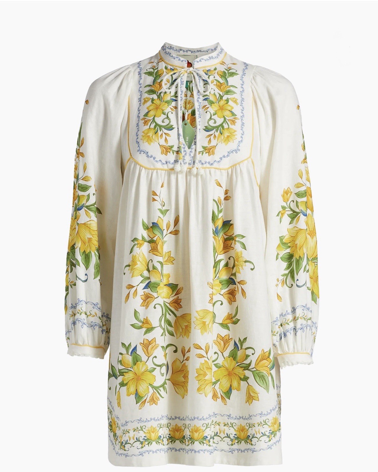 Sicily Floral Linen-Blend Minidress Crafted of A Light Linen Blend Size Small S