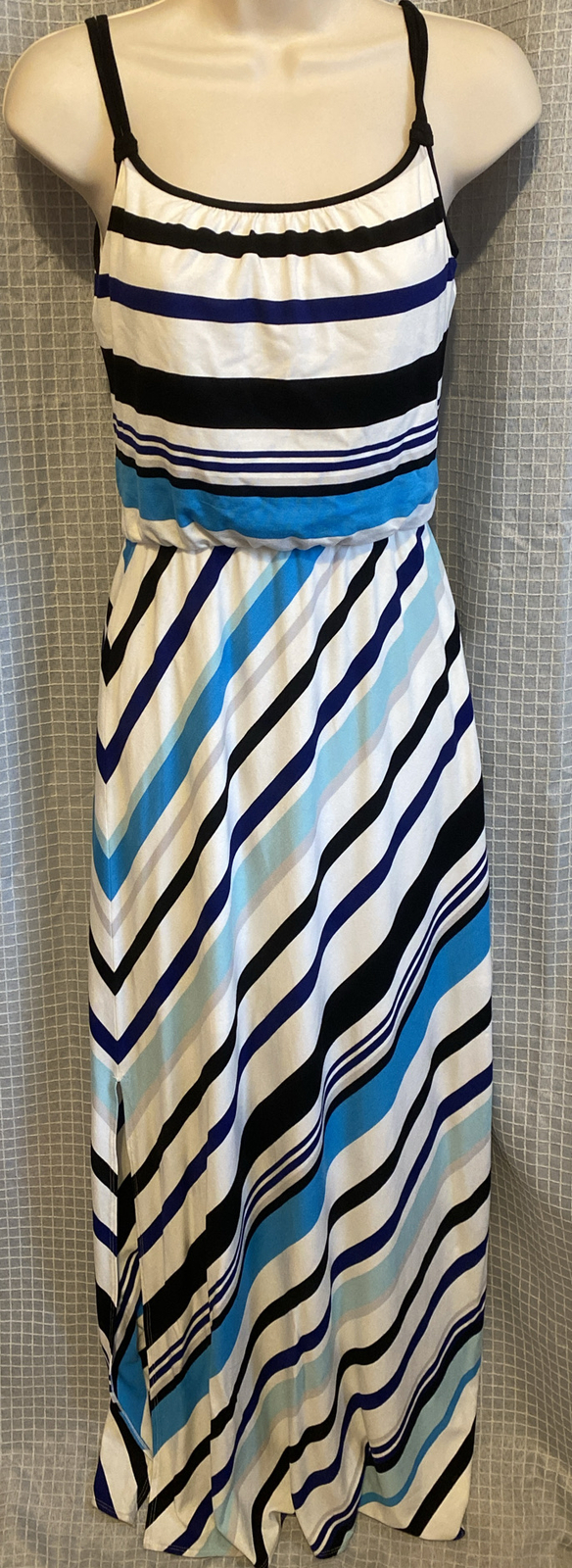 WOMENS WHITE HOUSE BLACK MARKET DRESS BLACK/BLUES/GRAYS SIZE XXS VGC SK