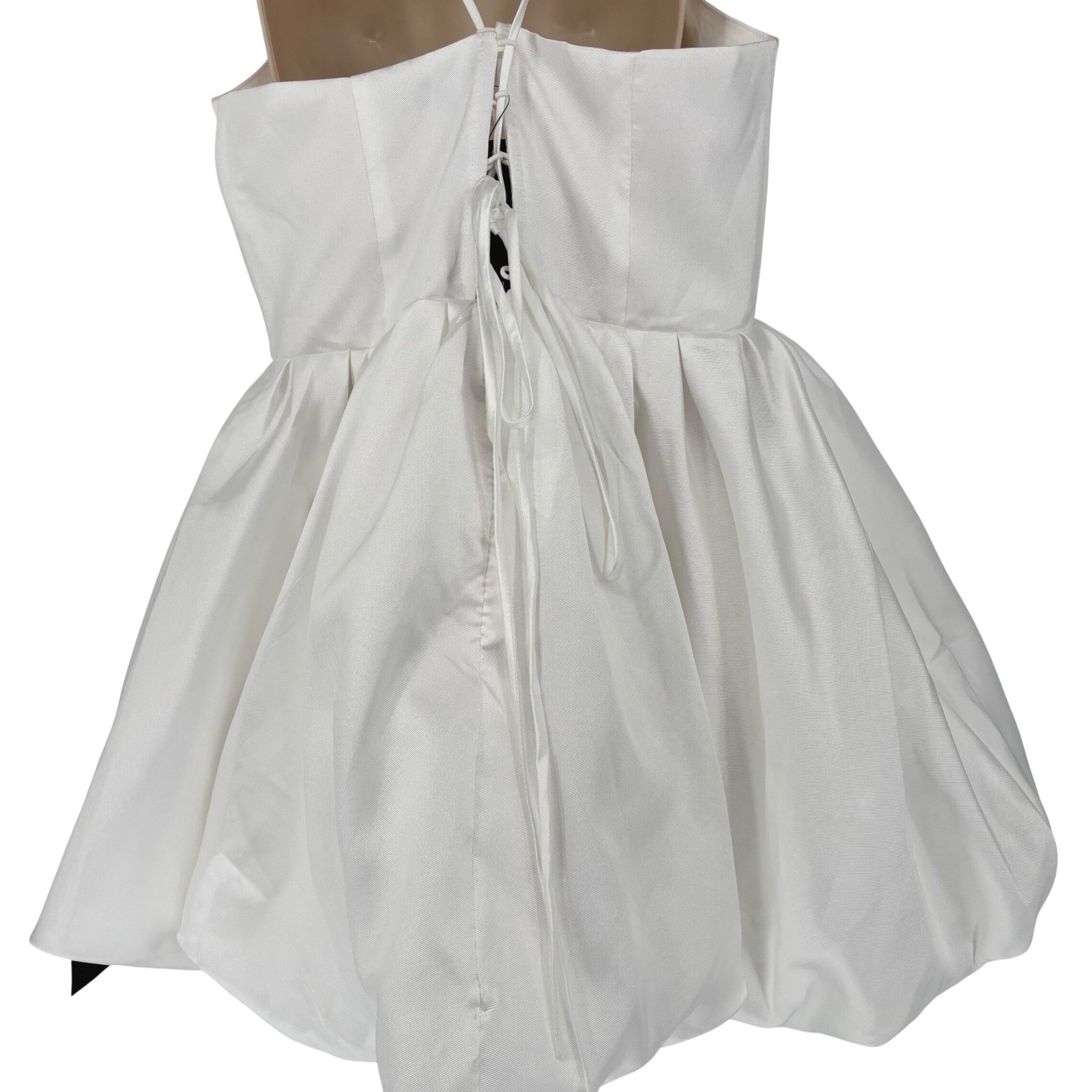 Lulus White Bubble Hem Mini Dress Lace Up Corset Back Bridal XL NEW