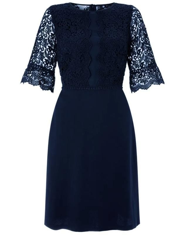 Monsoon Navy Blue Lace Cocktail Dress Size Xl