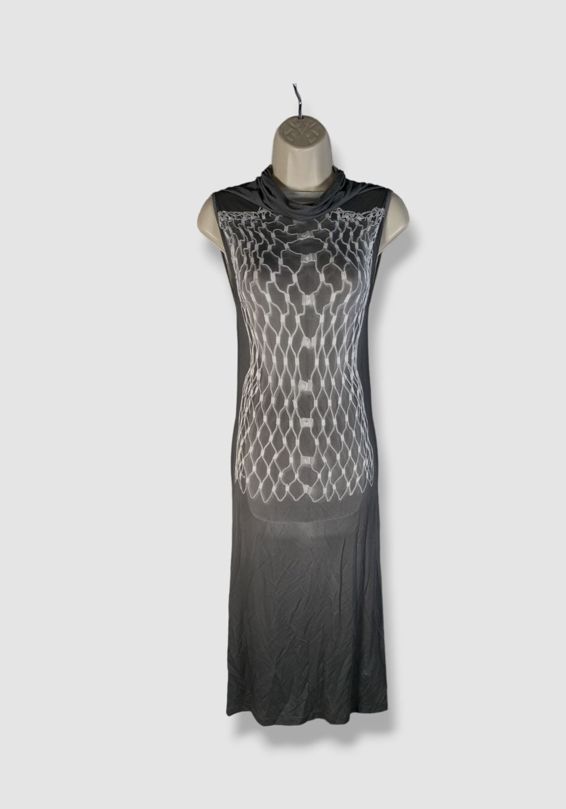 $720 MM6 Maison Margiela Women’s Gray Printed Turtleneck MIDI Dress Size XS