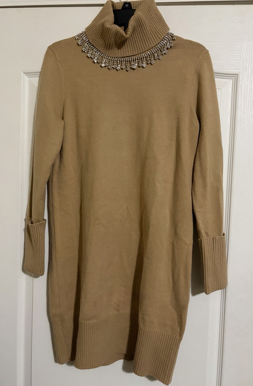 Rhinestone Turtle Neck Sweater Dress