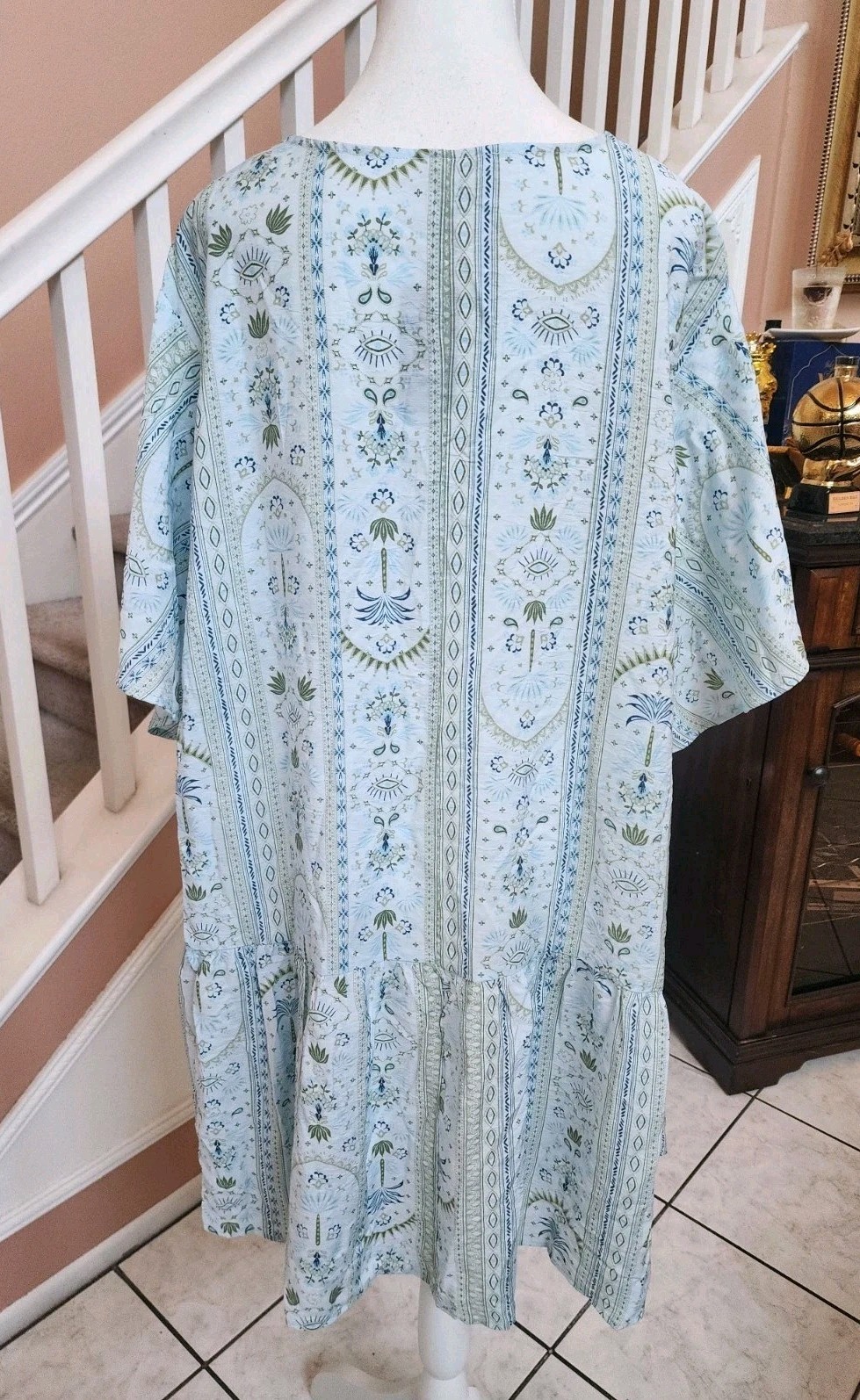 NWT BELLE ISLE BY TORRID Blue Palms Short Sleeve Popover Mini Dress Sz 2 2X 18