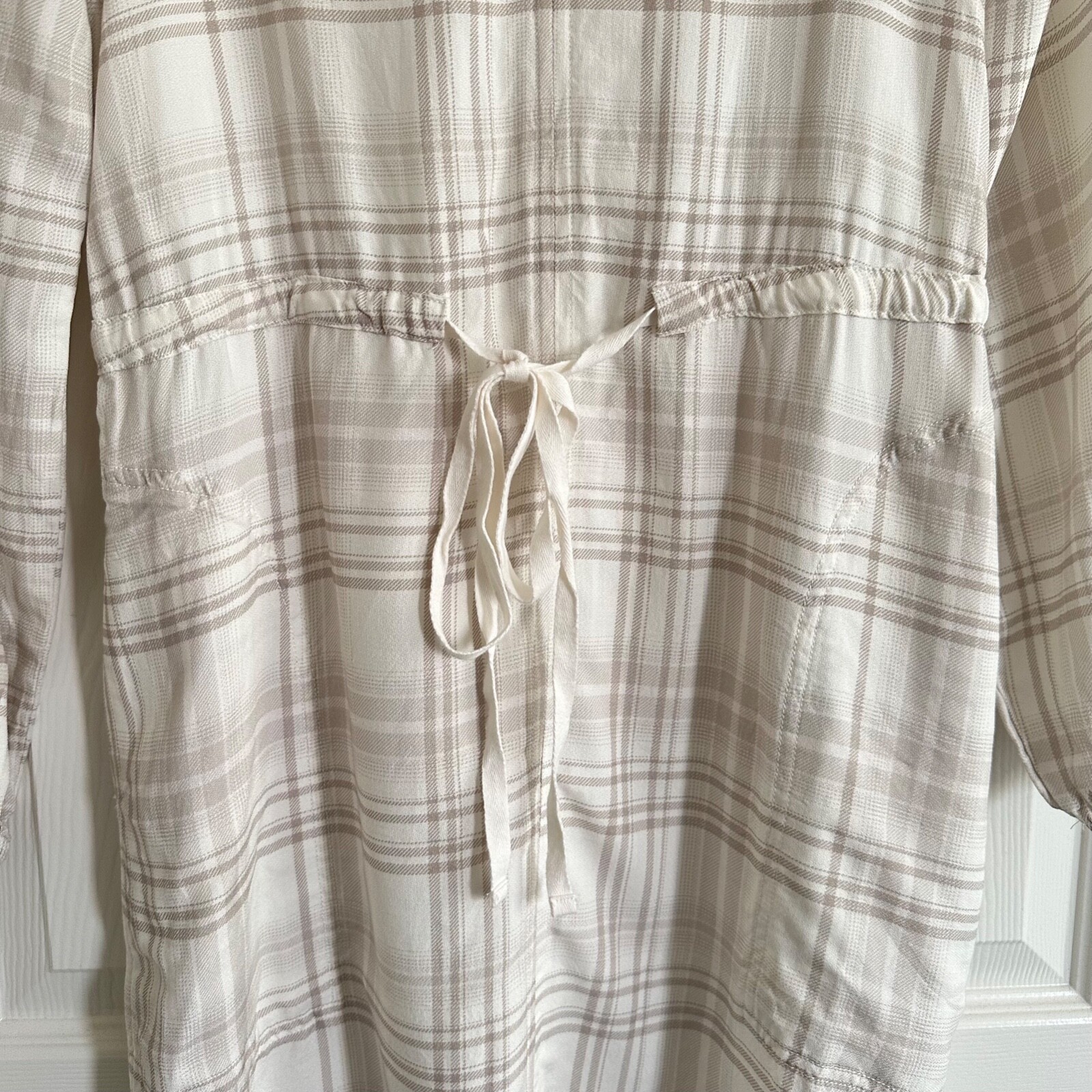 Splendid Plaid Sutton Button Front Drawstring Waist Dress Size Small NWT