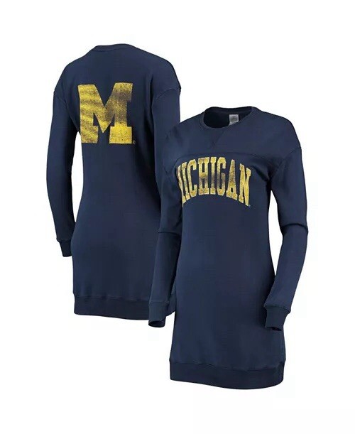 Women Gameday Couture Michigan Wolverines Long Sweater Dress Blue Size Small NWT