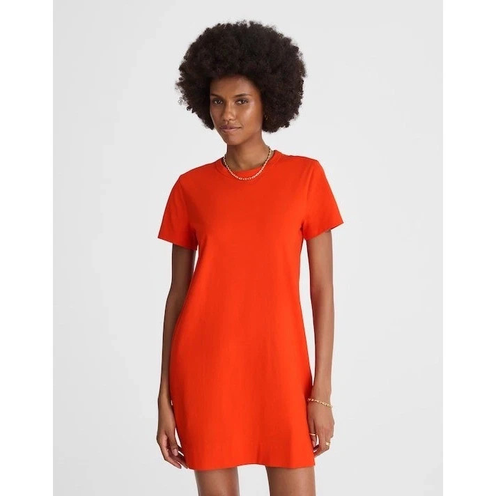 Madewell Flame Orange Short Sleeve Knit Mini T-Shirt Dress XS NWOT