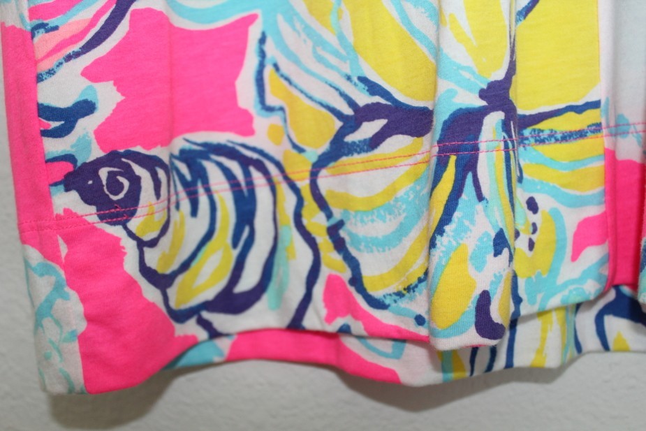 Lilly Pulitzer Marlowe Dress 100% Pima Cotton Pink Floral Boat Neck Nautical L