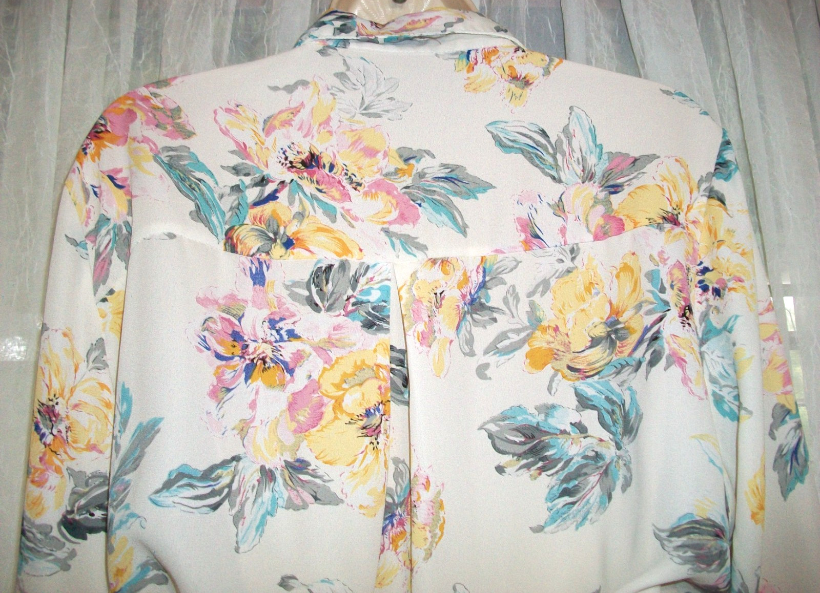 PINK CLOVE SZ 16 BUTTON FRONT LITE SUMMER FLORAL DRESS~WAIST TIE~ROLL TAB SLEEVE