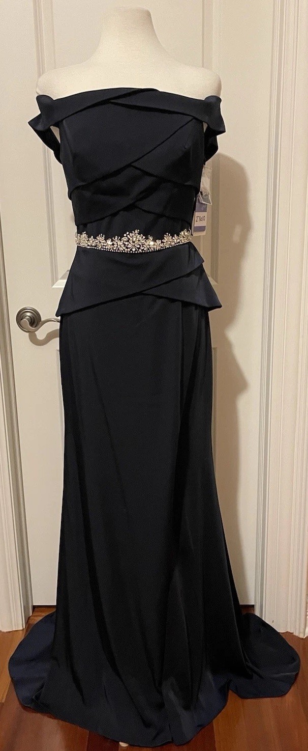Alyce Paris 27610 Midnight Rhinestone Detail Gown /Dress- Sz 10~Beautiful~ NWT~
