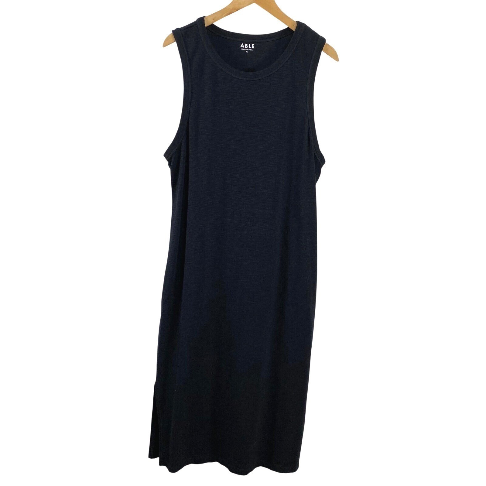 Able Womens Cotton Blend Tank Maxi Dress sz XL Black Comfort Ethical Sustainable