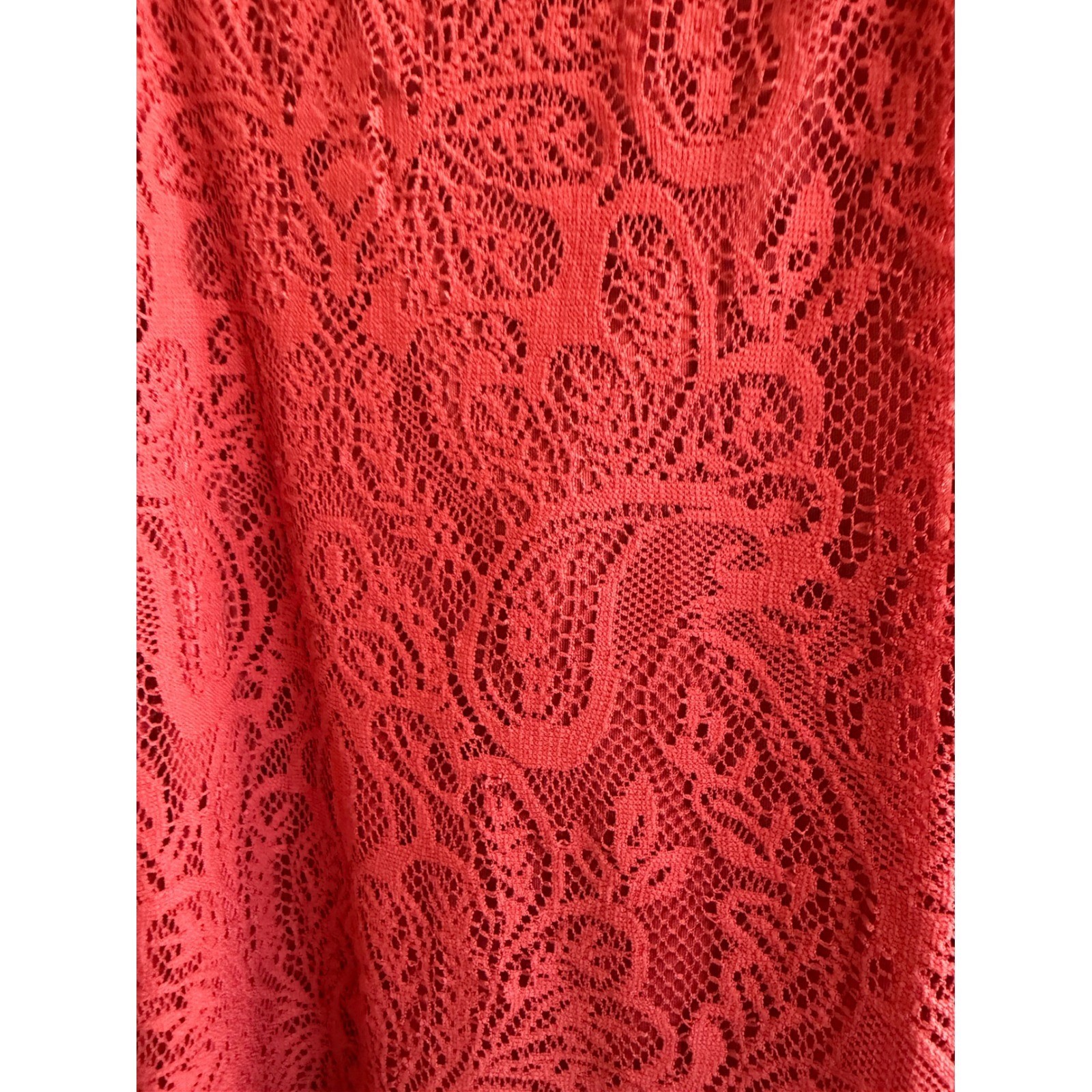 Luxology Rust Red Paisley Lace Handkerchief Hem Sleeveless Dress Womens Size 16