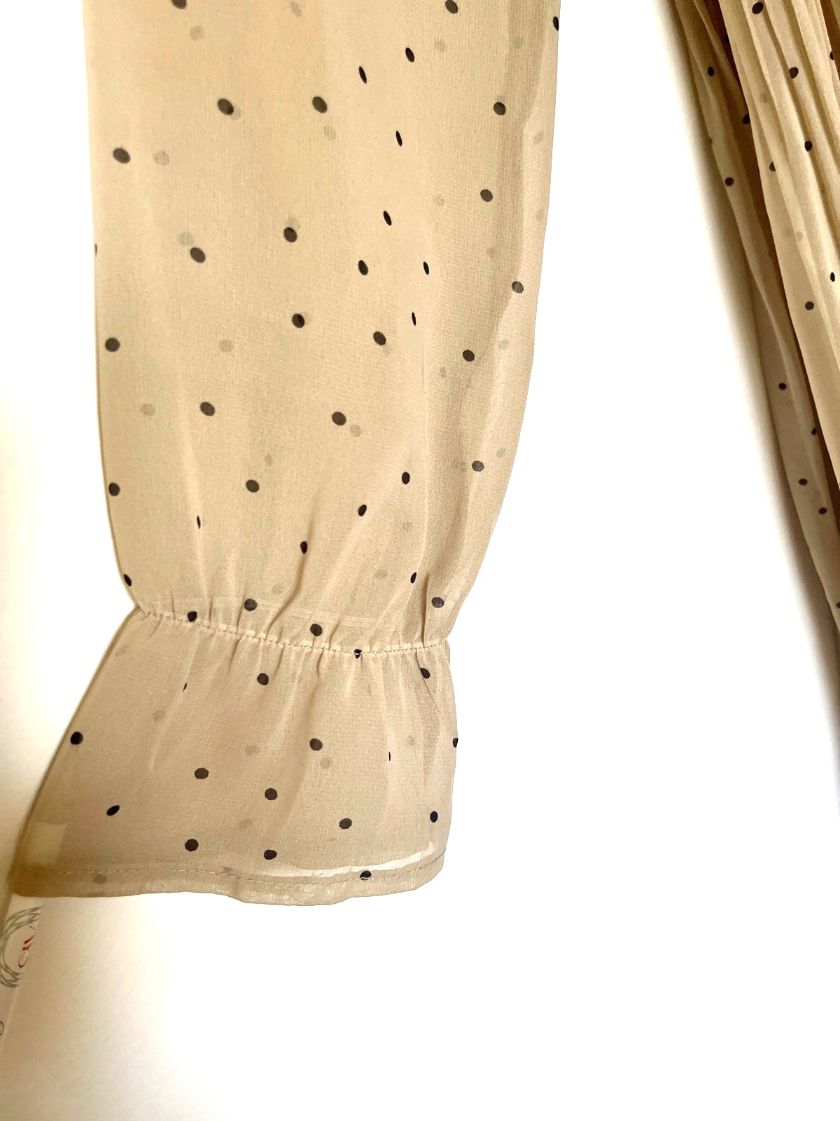 MOD REF Pleated Shift Mini Dress Size M Cream Polka Dots Romantic Retro
