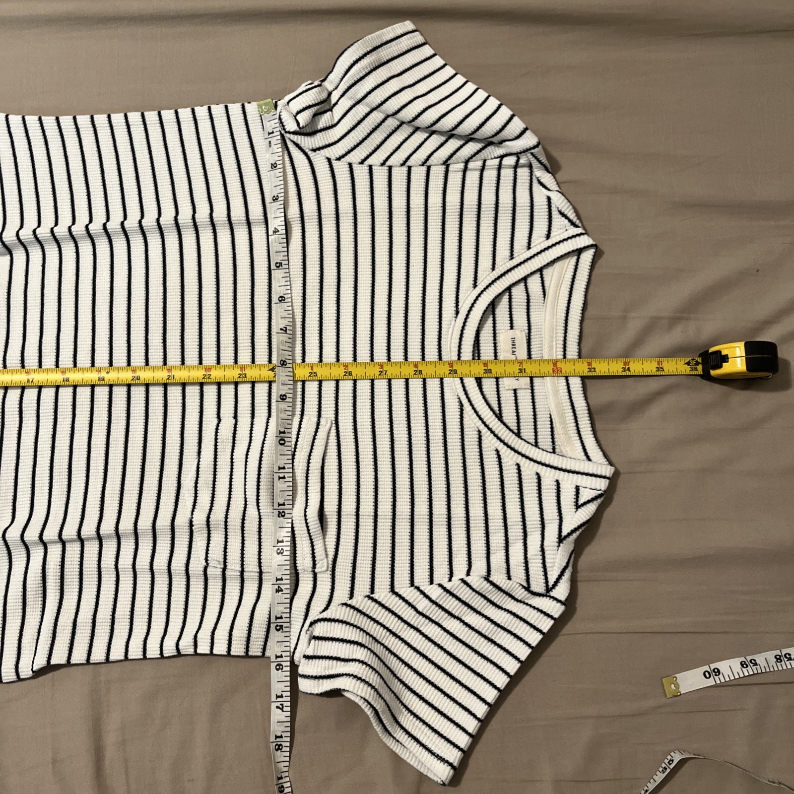 Thread Supply Dress Small, White w/ Black Horizontal Stripes