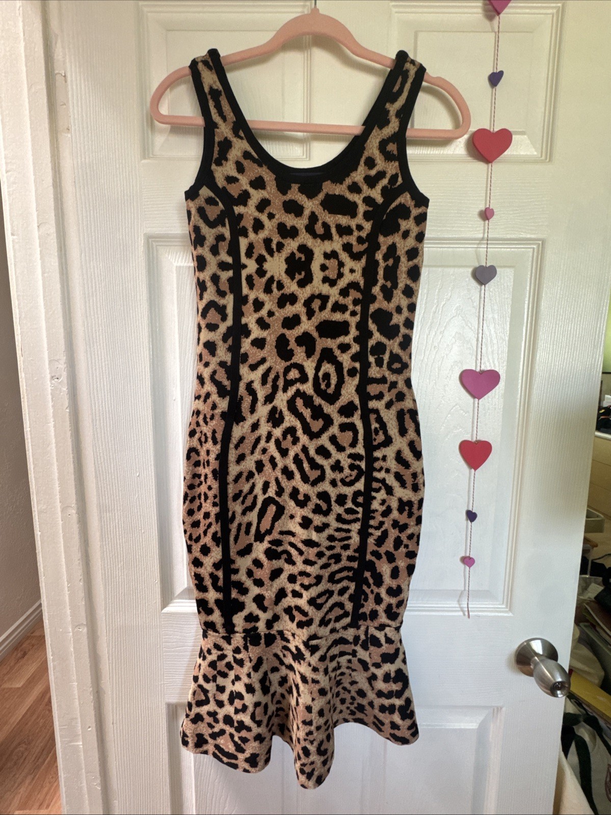 Rachel Roy Leopard Cheetah Bodycon Dress Size L